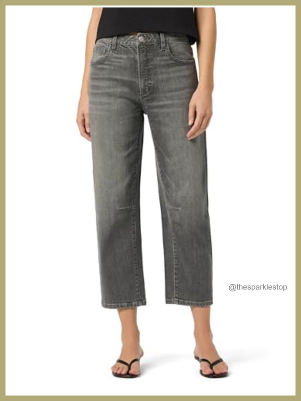 High Rise Barrel Leg Carpenter Ankle Jeans Low Stretch Cotton